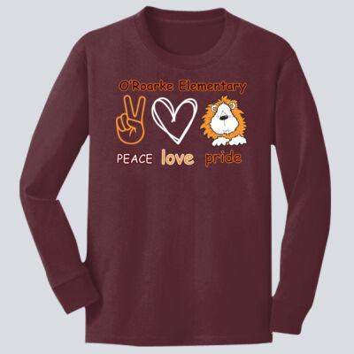 Youth Long Sleeve Shirt - Peace Love Pride Thumbnail