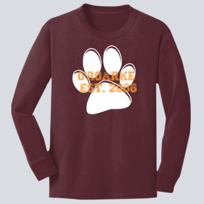 Youth Long Sleeve Shirt - O'Roarke Paw Print w/ PRIDE on Back Thumbnail
