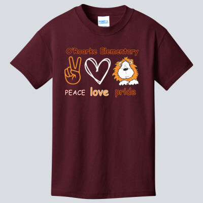 Youth T-Shirt - Peace Love Pride w/ PRIDE on Back Thumbnail