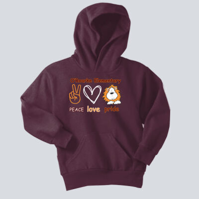 Youth Hoodie - Peace Love Pride w/ PRIDE on Back Thumbnail
